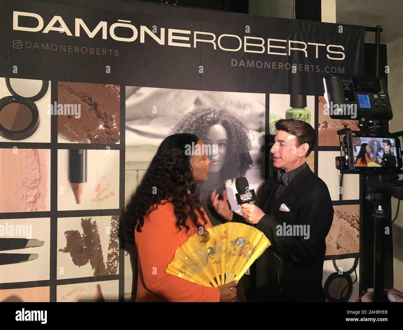 December 22, 2019, Hollywood, California, USA: I16081CHW.Over & Next ''Damone Roberts Beverly Hills'' Holiday Party Celebrating 20 successful years of being LA's Number One Beauty Destination.Damone Roberts Beauty Salon,  Beverly Hills, California, USA  .12/12/2019 .DAMONE ROBERTS AND BJ KORROS    .Â©Clinton H.Wallace/Photomundo International/  Photos Inc  (Credit Image: © Clinton Wallace/Globe Photos via ZUMA Wire) Stock Photo