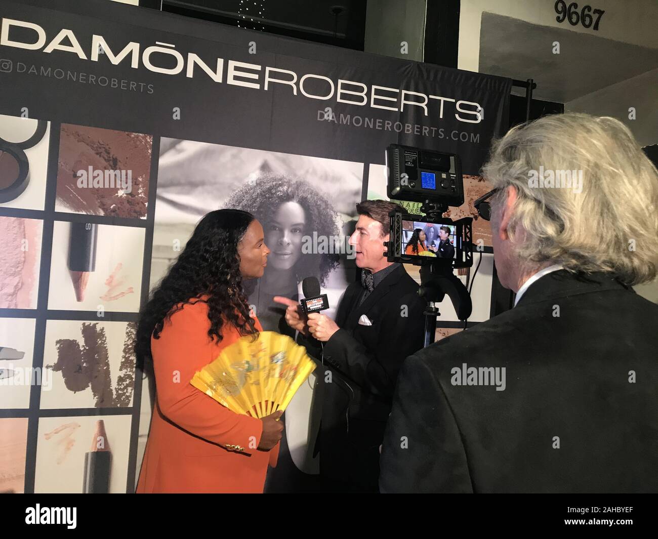 December 22, 2019, Hollywood, California, USA: I16081CHW.Over & Next ''Damone Roberts Beverly Hills'' Holiday Party Celebrating 20 successful years of being LA's Number One Beauty Destination.Damone Roberts Beauty Salon,  Beverly Hills, California, USA  .12/12/2019 .DAMONE ROBERTS AND BJ KORROS     .Â©Clinton H.Wallace/Photomundo International/  Photos Inc  (Credit Image: © Clinton Wallace/Globe Photos via ZUMA Wire) Stock Photo