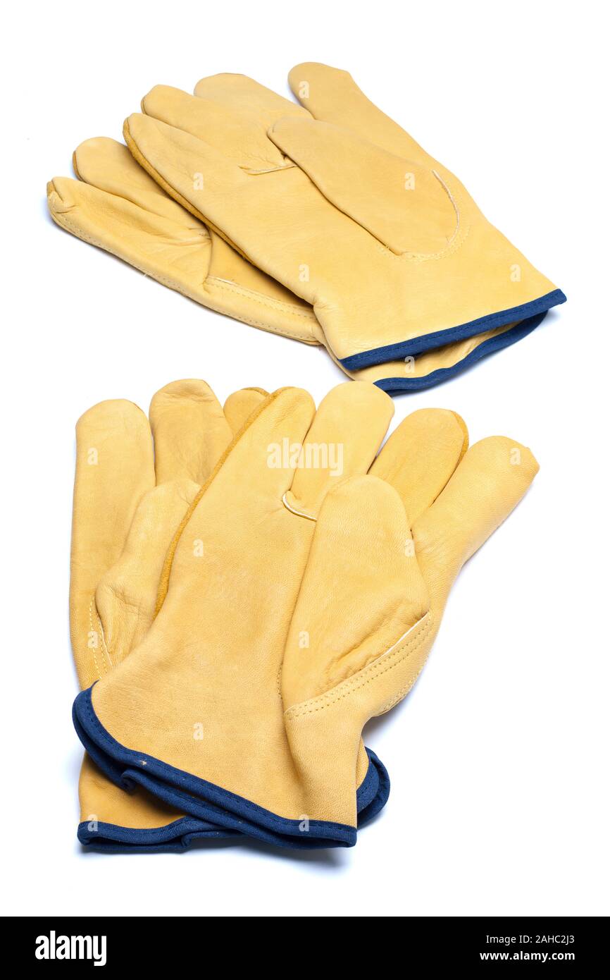 Two pairs of tough gardening glove Stock Photo