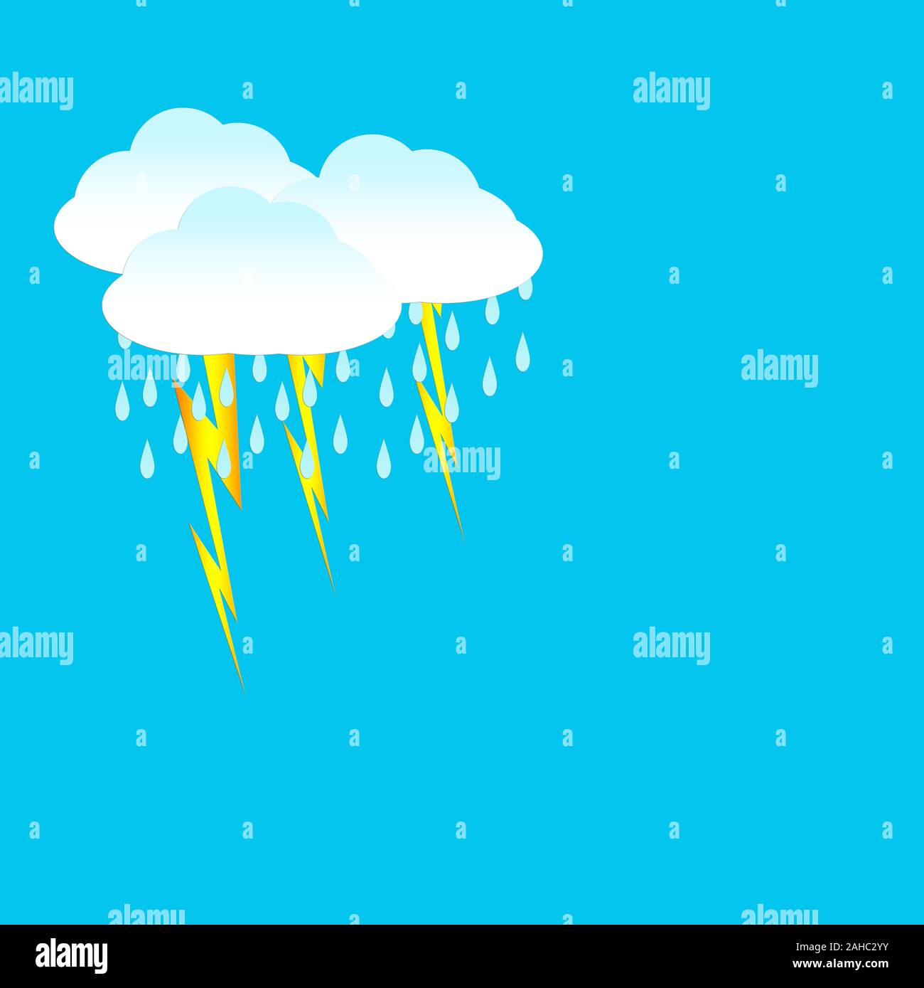 Comic strip with rain clouds and lightning Stock Photo - Alamy