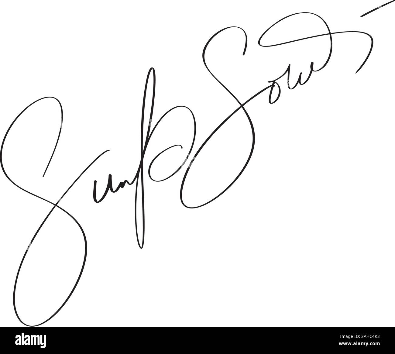 Manual signature for documents on white background. Hand drawn Calligraphy lettering Vector