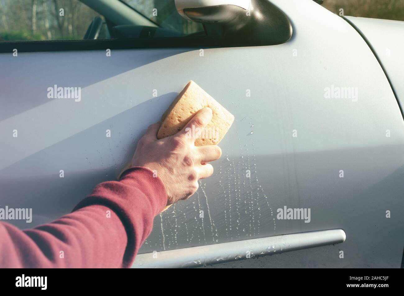 Car wash with sponge Stock Photo Alamy
