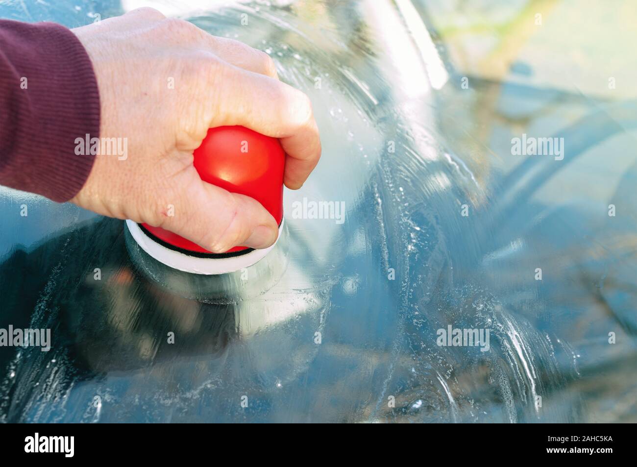 Car windshield polish against scratches Stock Photo