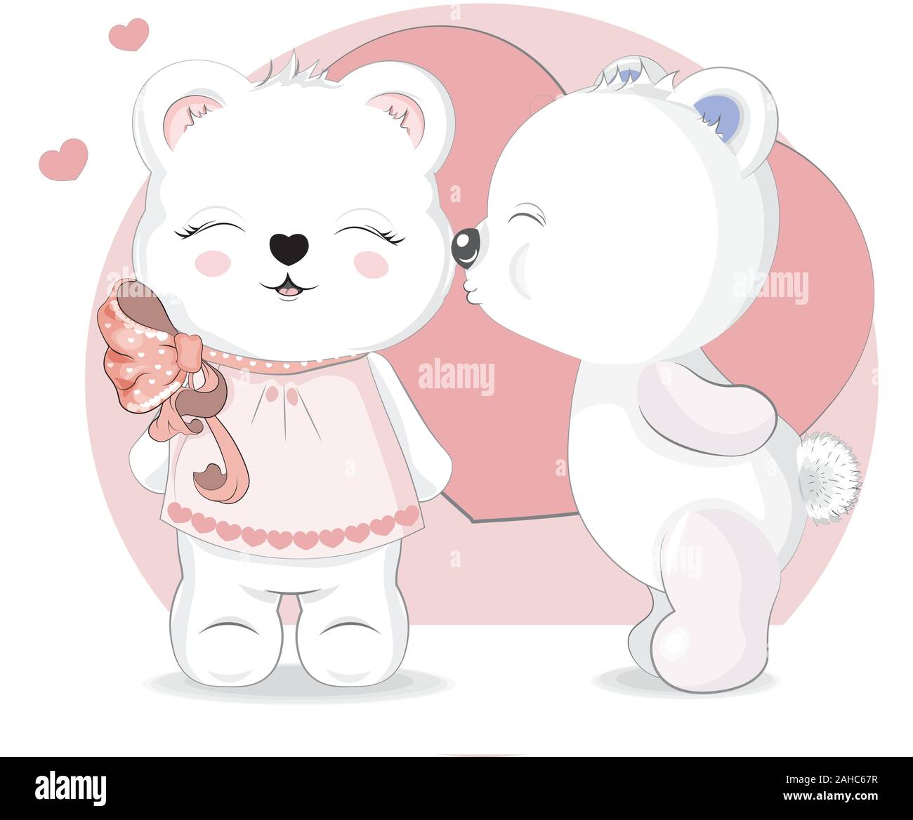 White Girl And Boy Teddy Bears Valentines In Hearts Adorable Cute Love Symbol Picture In Hand Drawing Cartoon Style For T Shirt Wear Fashion Print Stock Vector Image Art Alamy