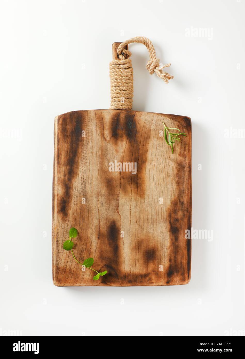Rustic wooden cutting or serving board with handle Stock Photo Alamy