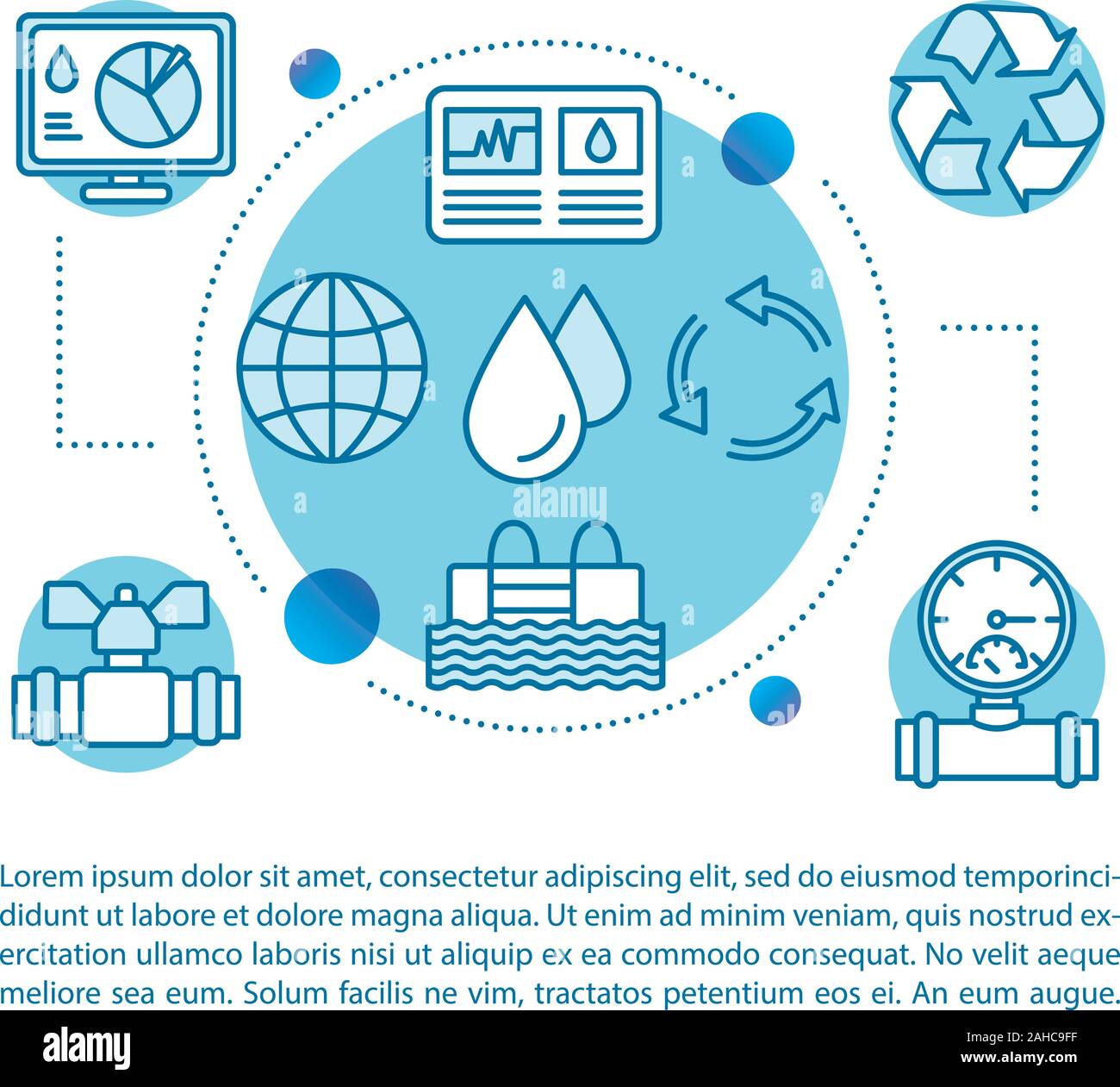 Water industry concept illustration. Article, brochure, magazine page