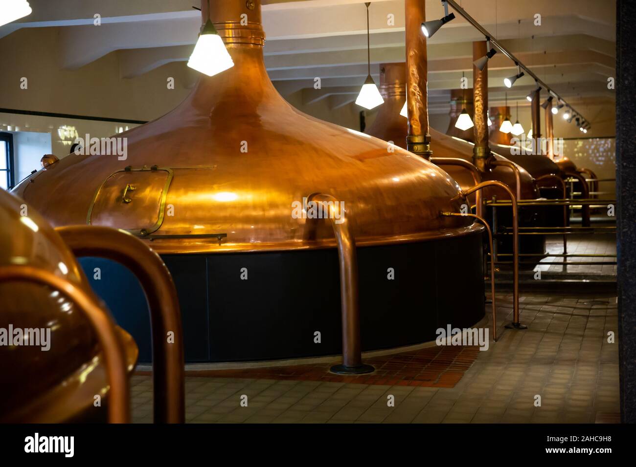 Tanks for storage and fermentation of beer in beer factory Stock Photo ...
