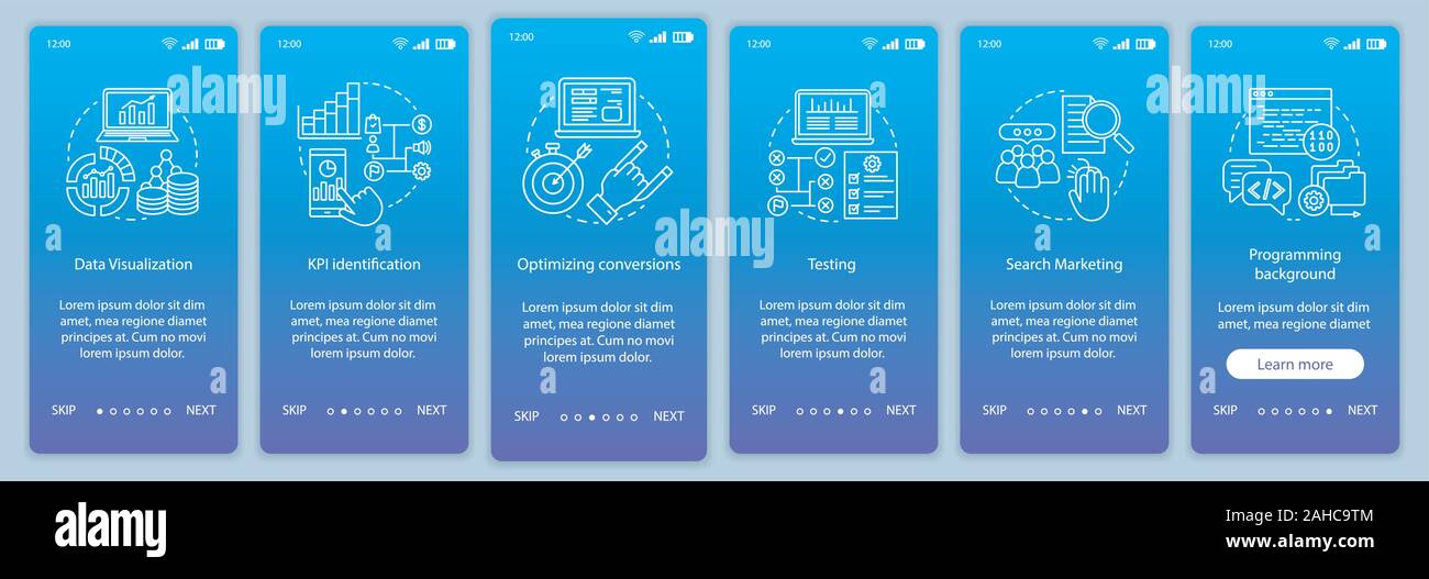 Business courses onboarding mobile app page screen vector template ...