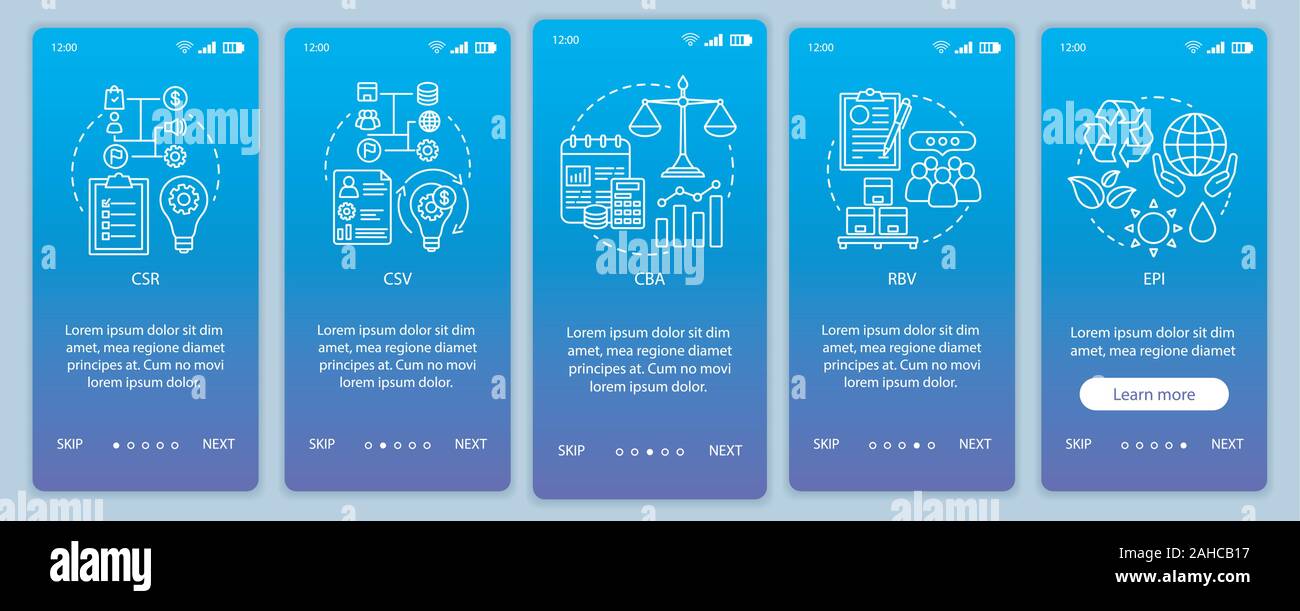 Business concepts onboarding mobile app page screen vector template ...