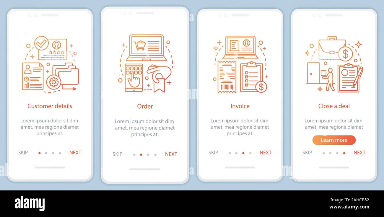Making sales onboarding mobile app page screen vector template ...