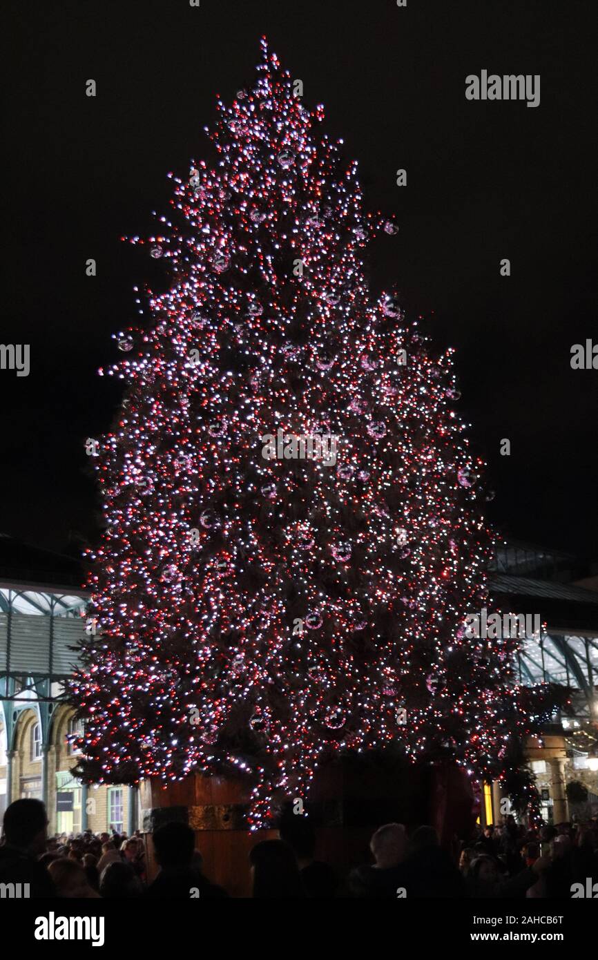 Christmas tree Covent Garden London Stock Photo Alamy