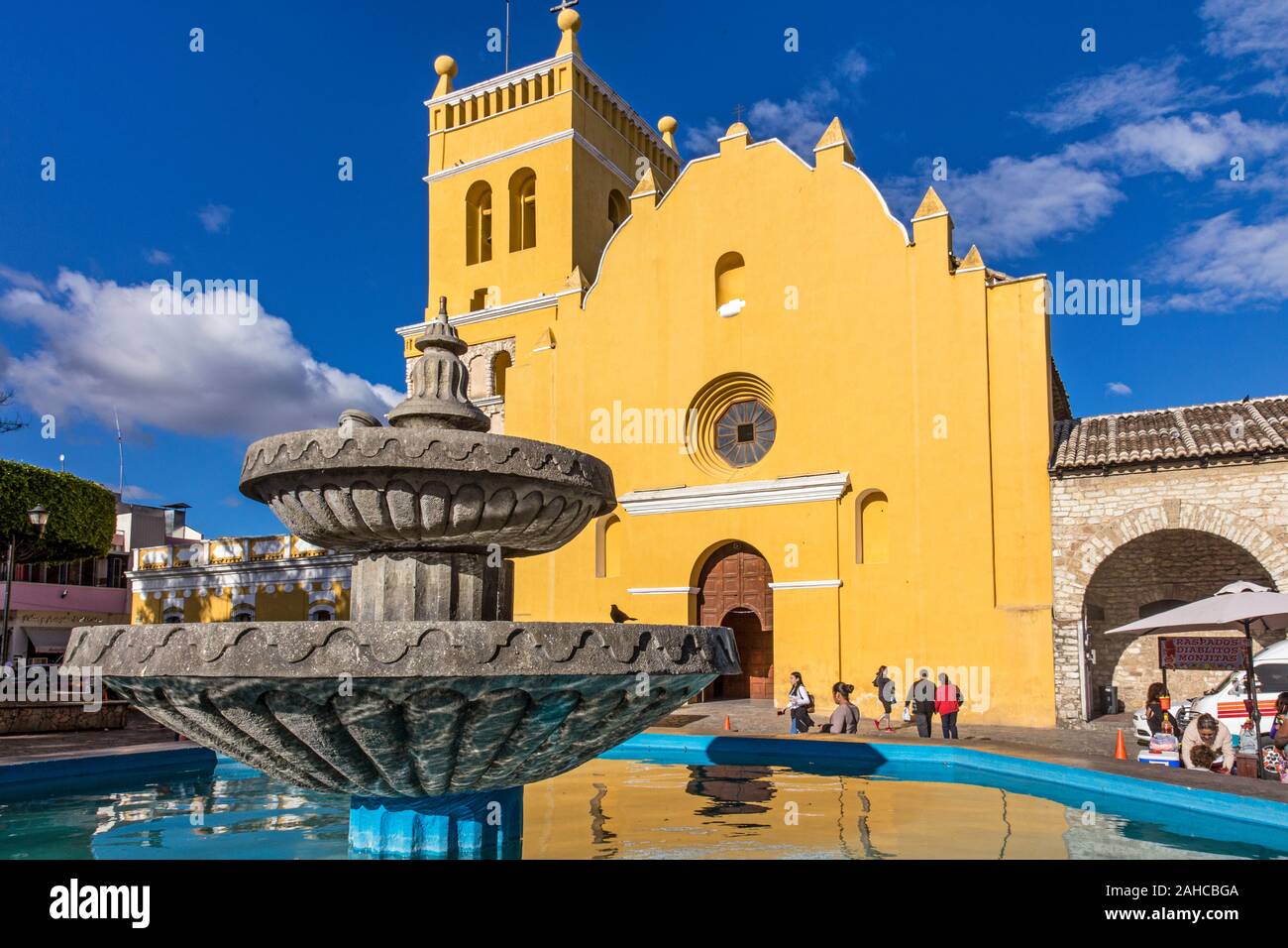 Mexico Chiapas Comitán de Domínguez Zocalo Santo Domingo Church Sacristy Fountain Stock Photo