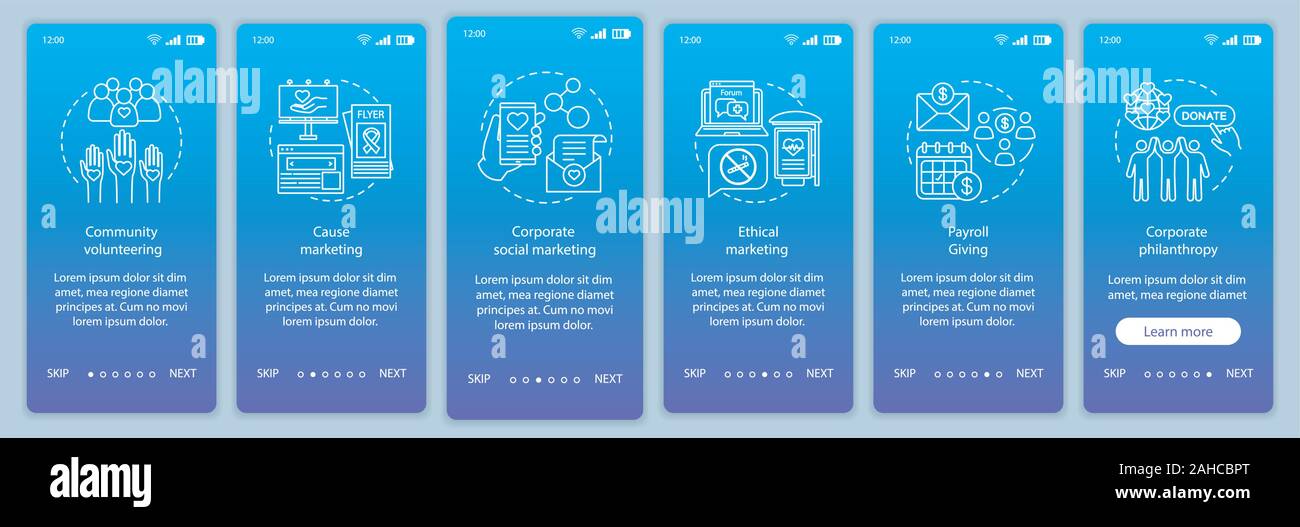 Corporate governance onboarding mobile app page screen vector template ...