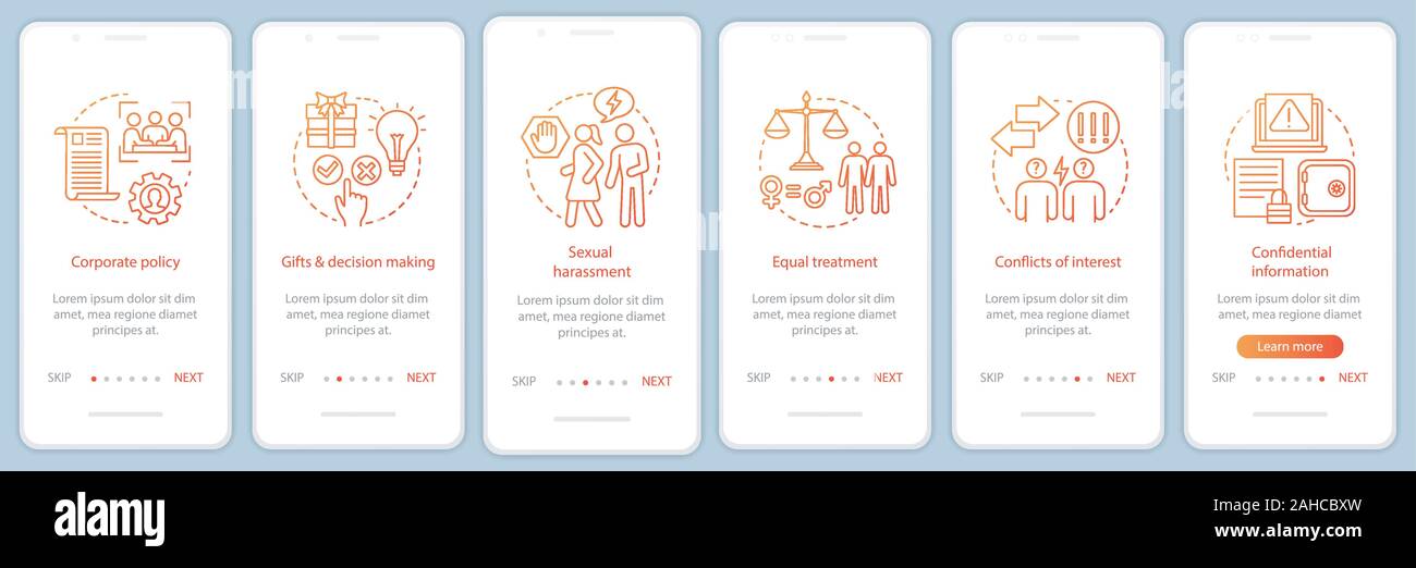 Business ethics onboarding mobile app page screen vector template ...