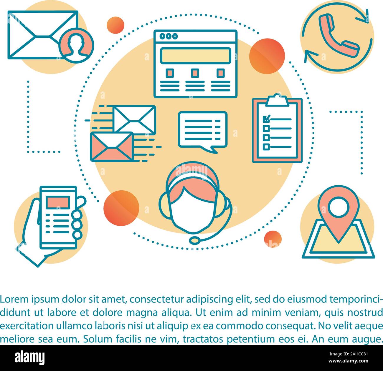 Information center concept linear illustration. Customer support. Hotline.  Helpline. Infocenter. Call center. Article, brochure, magazine page. Print  Stock Vector Image & Art - Alamy