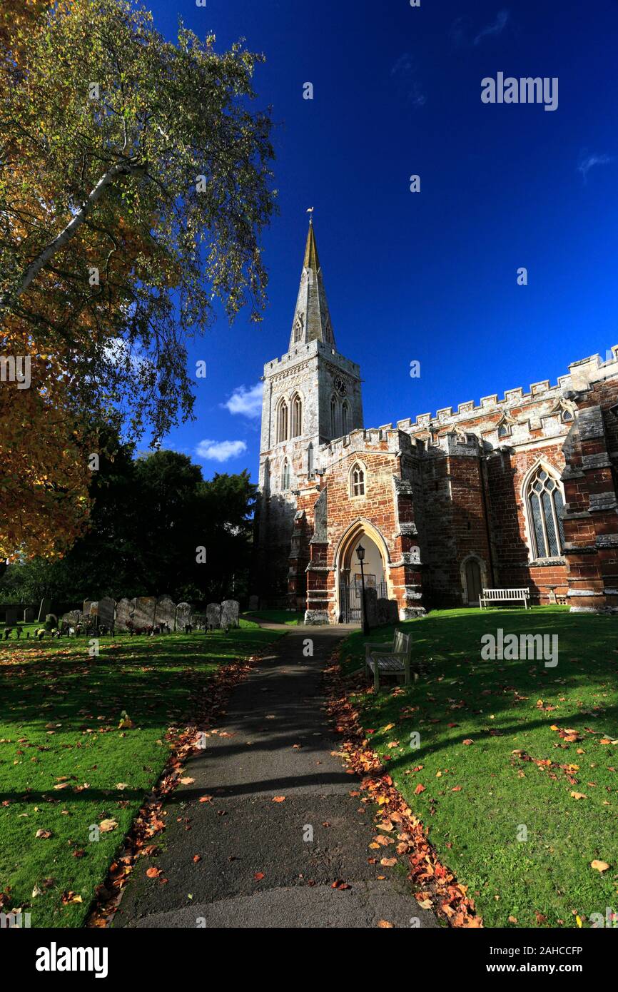 Autumn colours over St Marys church, Finedon village, Northamptonshire
