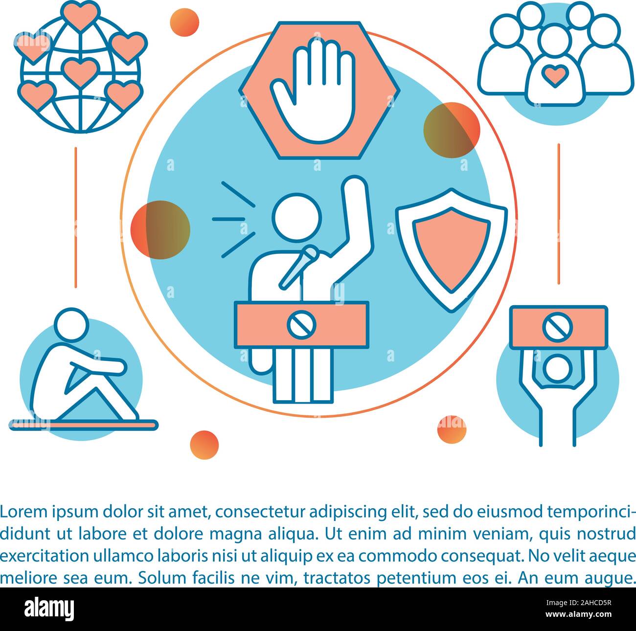 Social meeting concept linear illustration. Protest action. Human ...