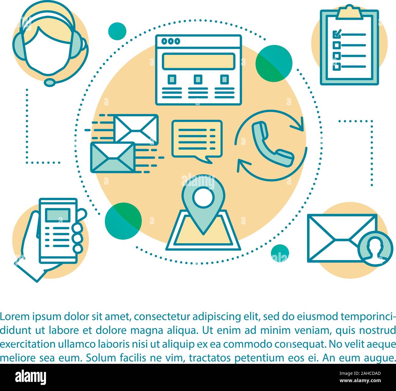 Customer support, care service concept linear illustration. Hotline
