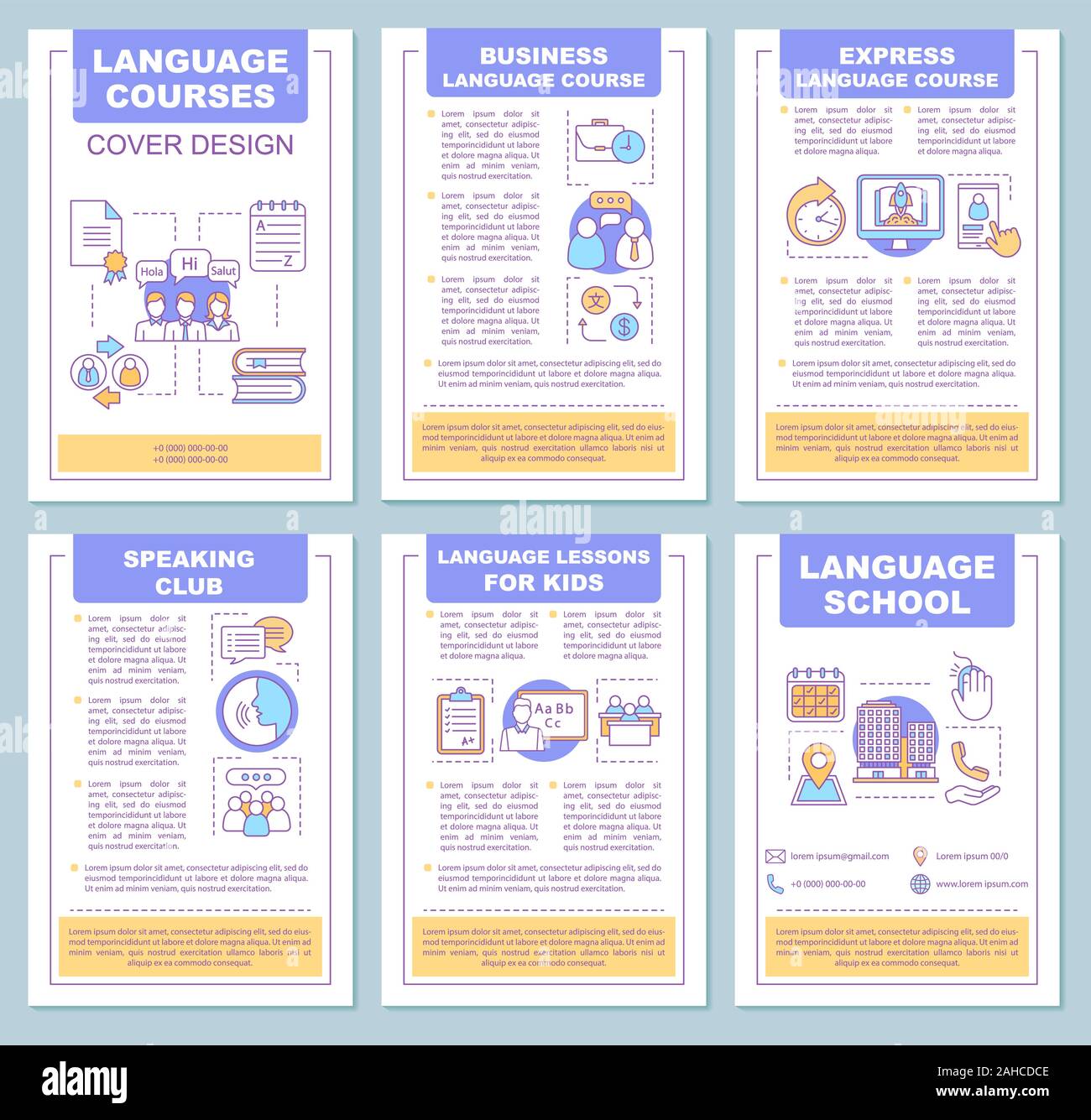 Foreign language school brochure template flyer booklet leaflet