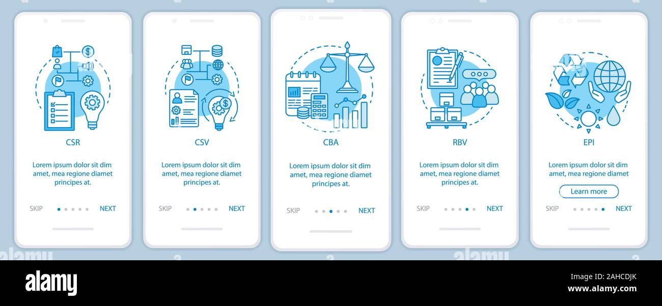 Corporate governance onboarding mobile app page screen vector template ...