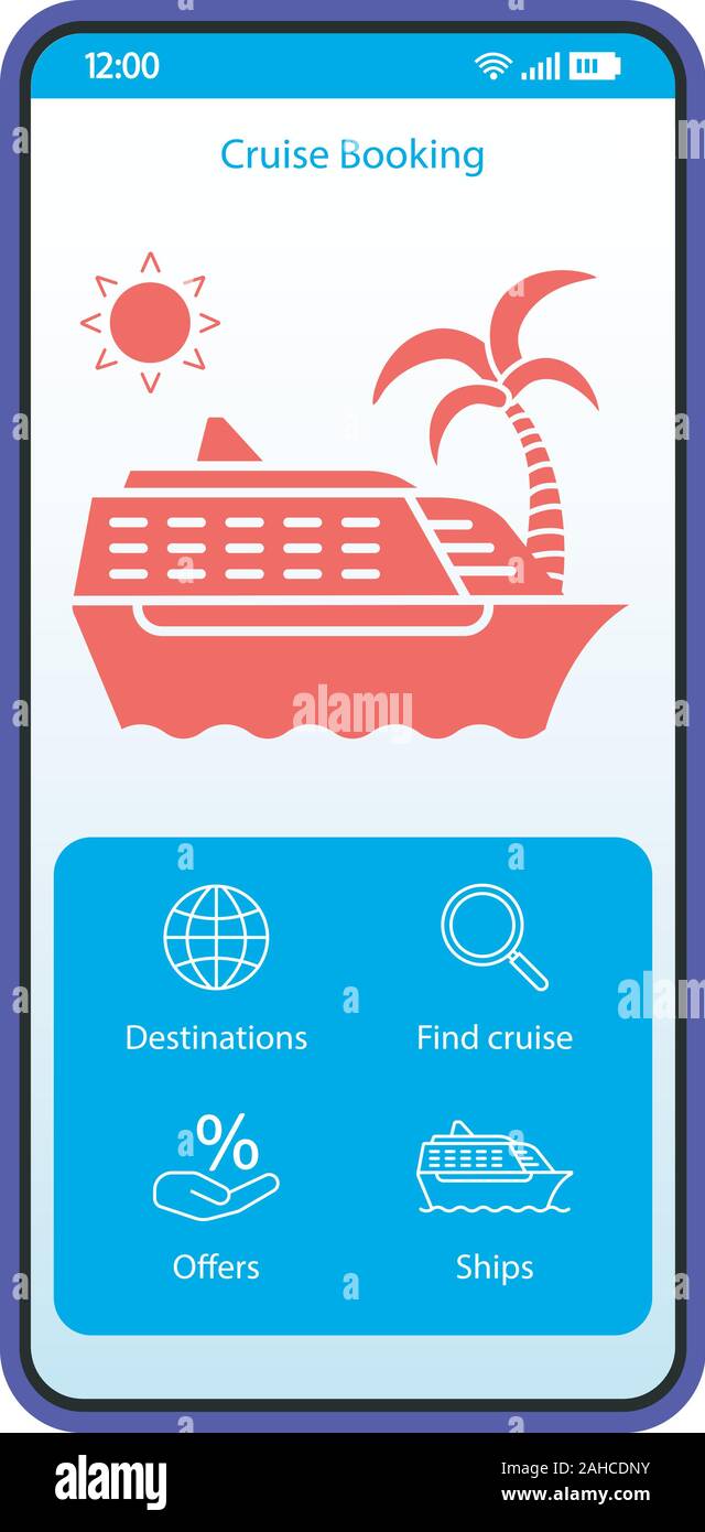 Cruise Booking App Smartphone Interface Vector Template Mobile Travel Page Blue Design Layout Sail Trip Vacation Tickets Reservation Screen Cruisi Stock Vector Image Art Alamy