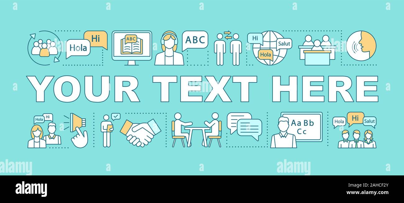 Language learning word concepts banner. Your text here. Foreign ...