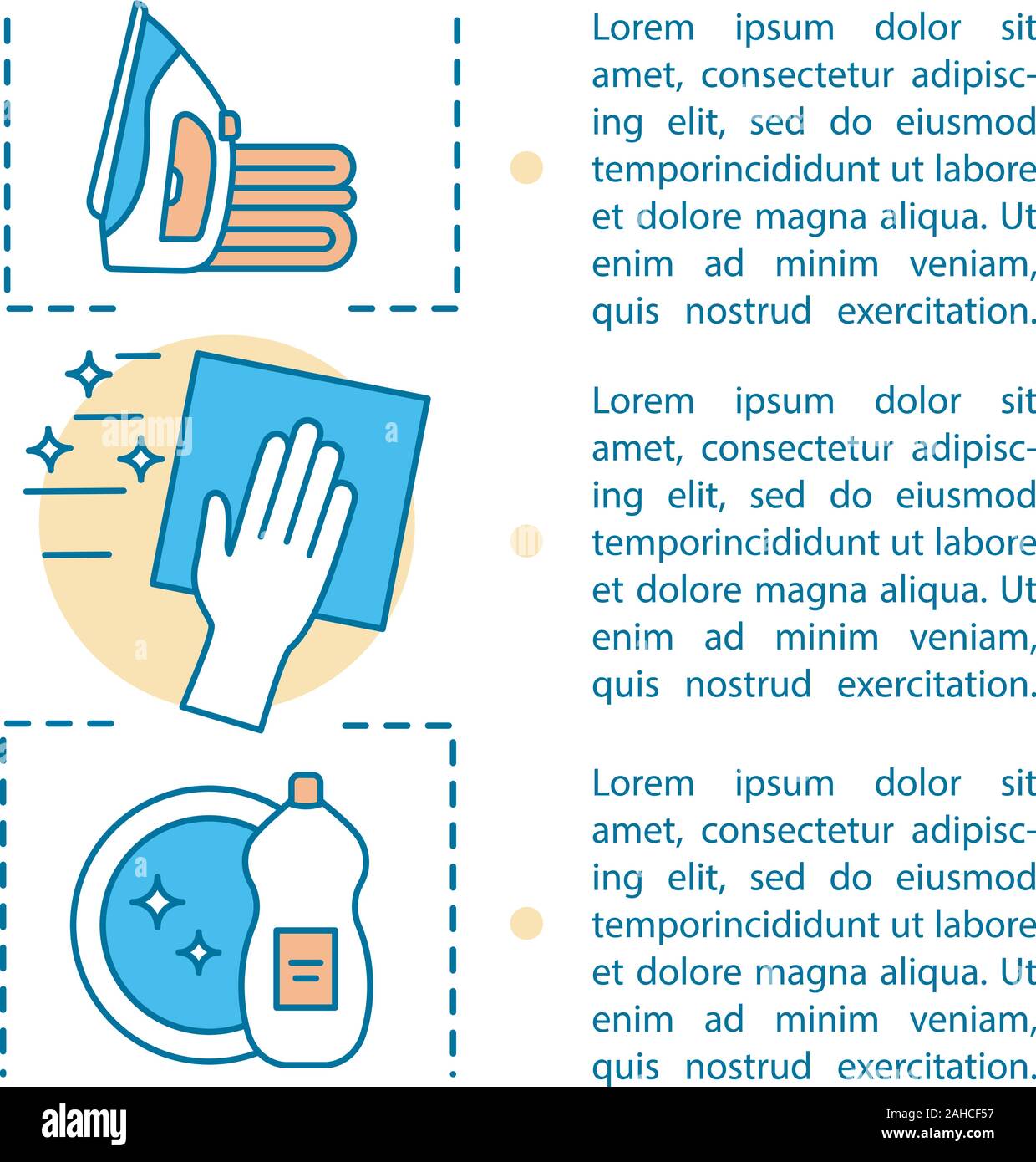 Cleaning service concept linear illustration. Domestic chores ...