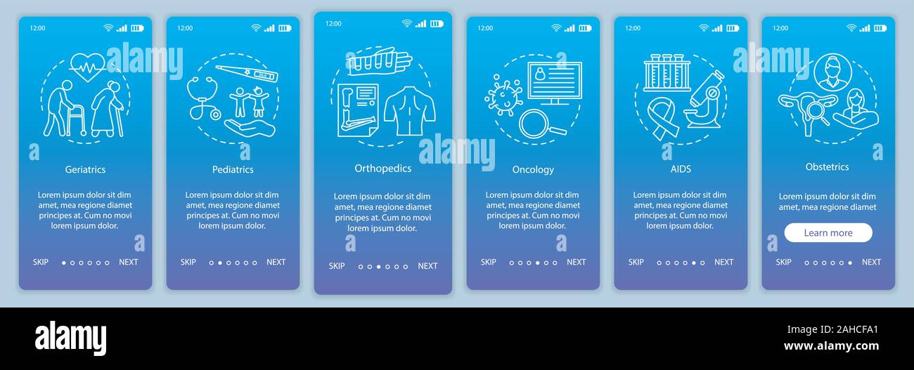 Medical center onboarding mobile app page screen vector template ...