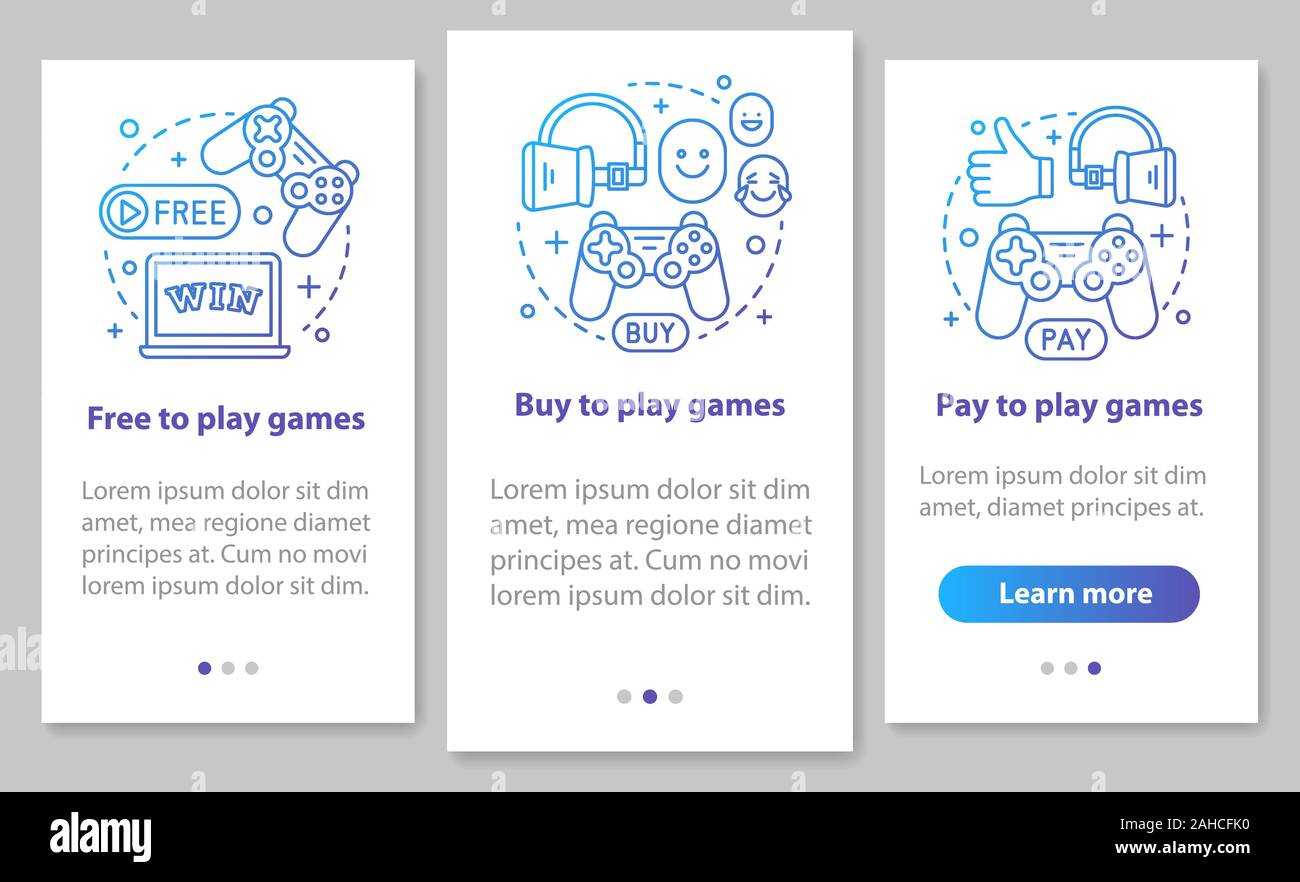 Buying apps and games onboarding mobile page screen with linear ...