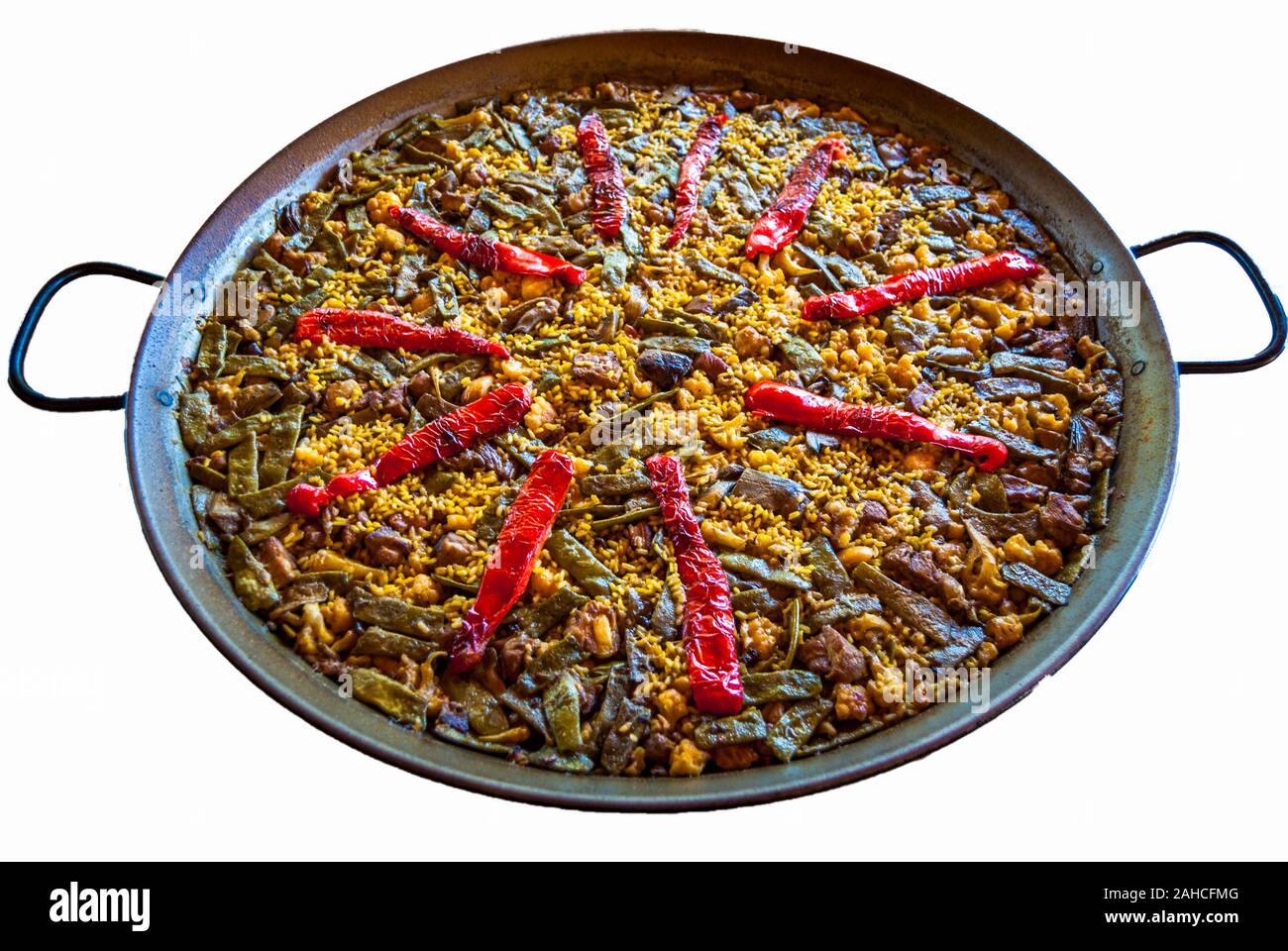 paella on white background Stock Photo