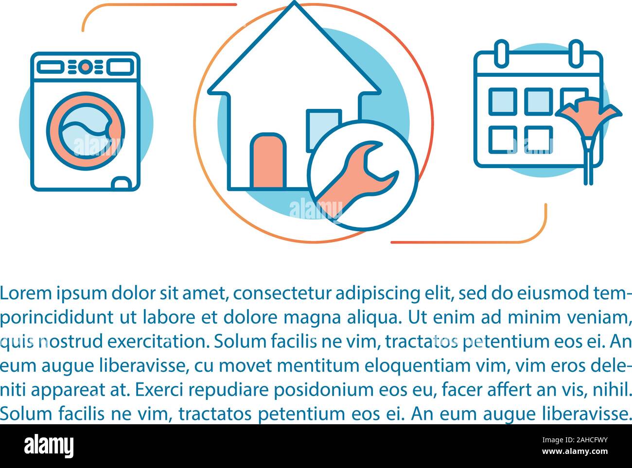 House cleaning service concept linear illustration. Household chores ...