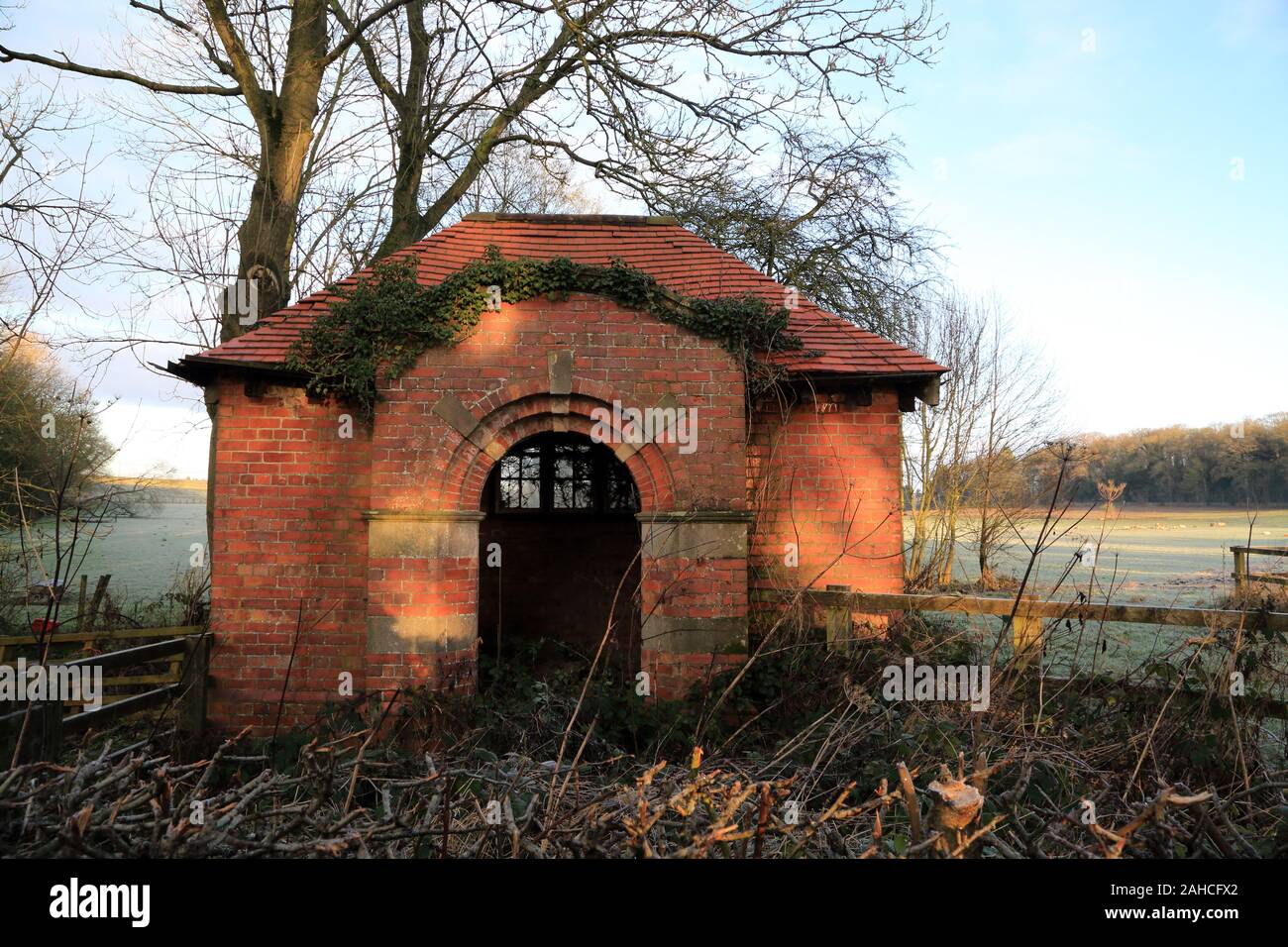 Water pumping station on roadside outside Newby Wiske near