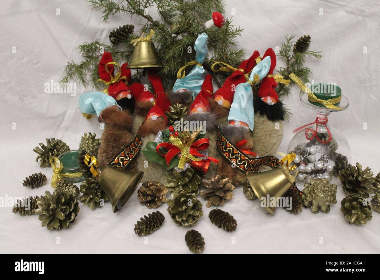 shine toys for decoration Christmas tree on winter holiday Stock Photo