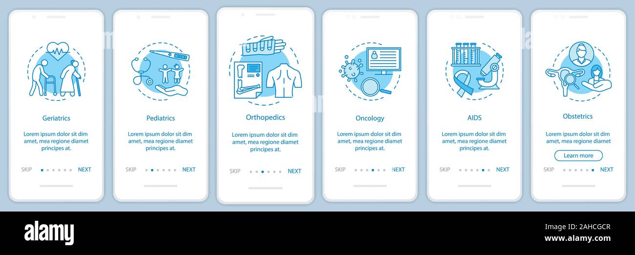 Medical service onboarding mobile app page screen vector template ...