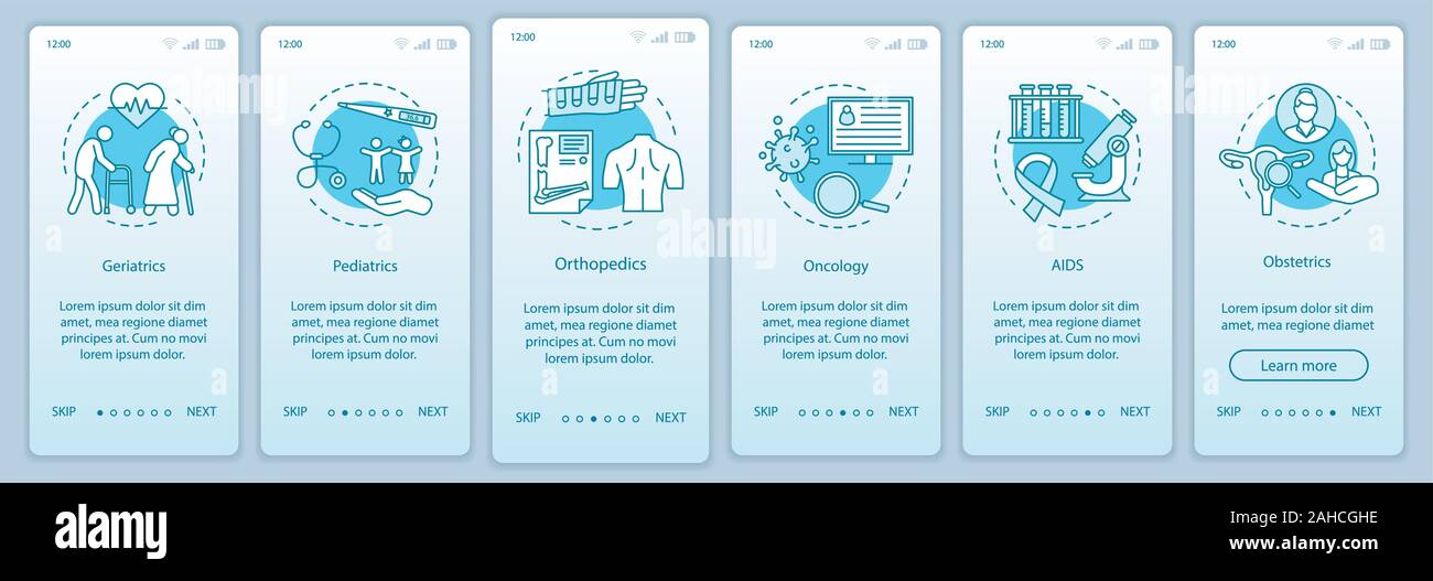 Nursing care onboarding mobile app page screen vector template ...