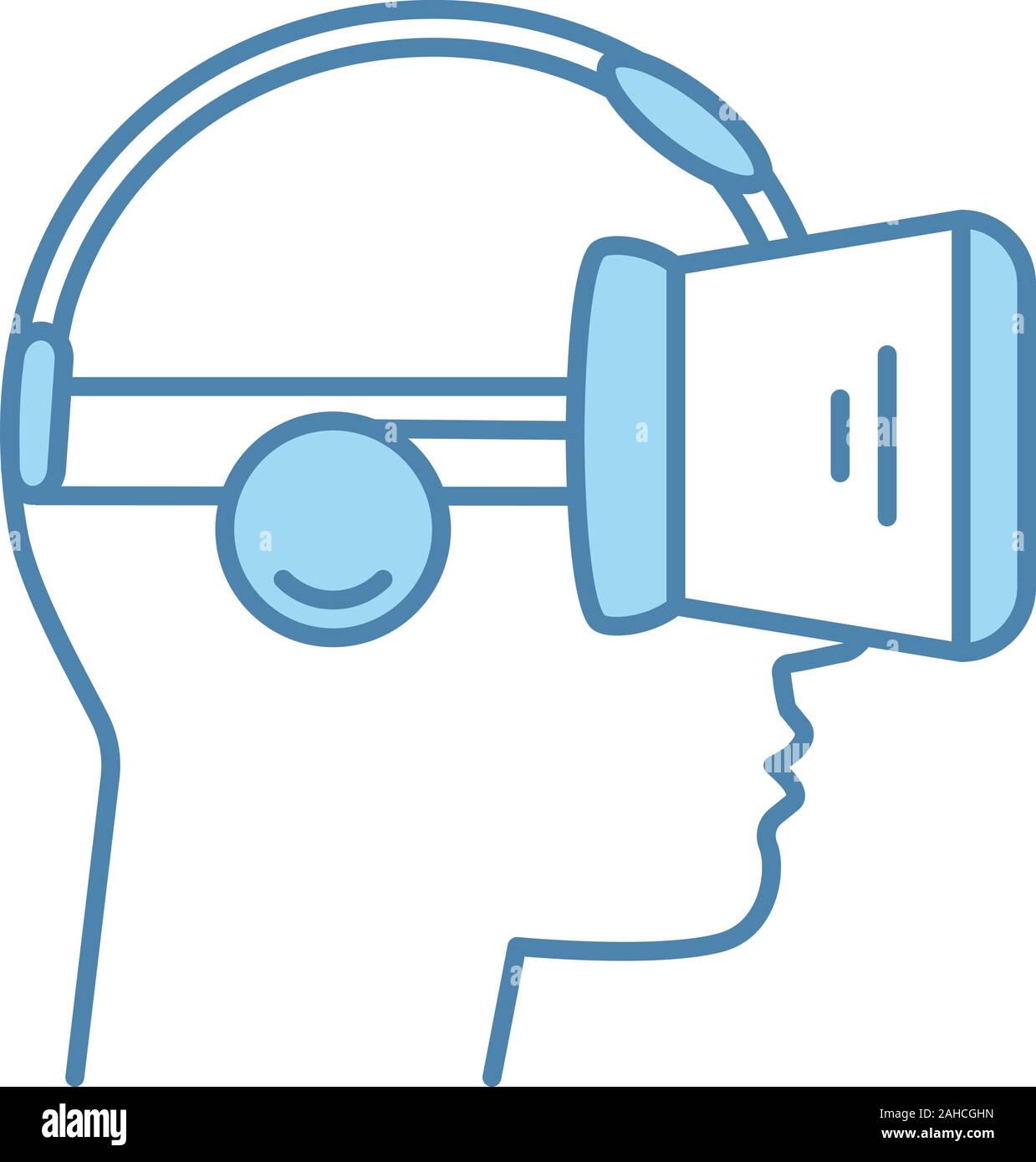 VR player side view color icon. Virtual reality player. 3D VR mask ...