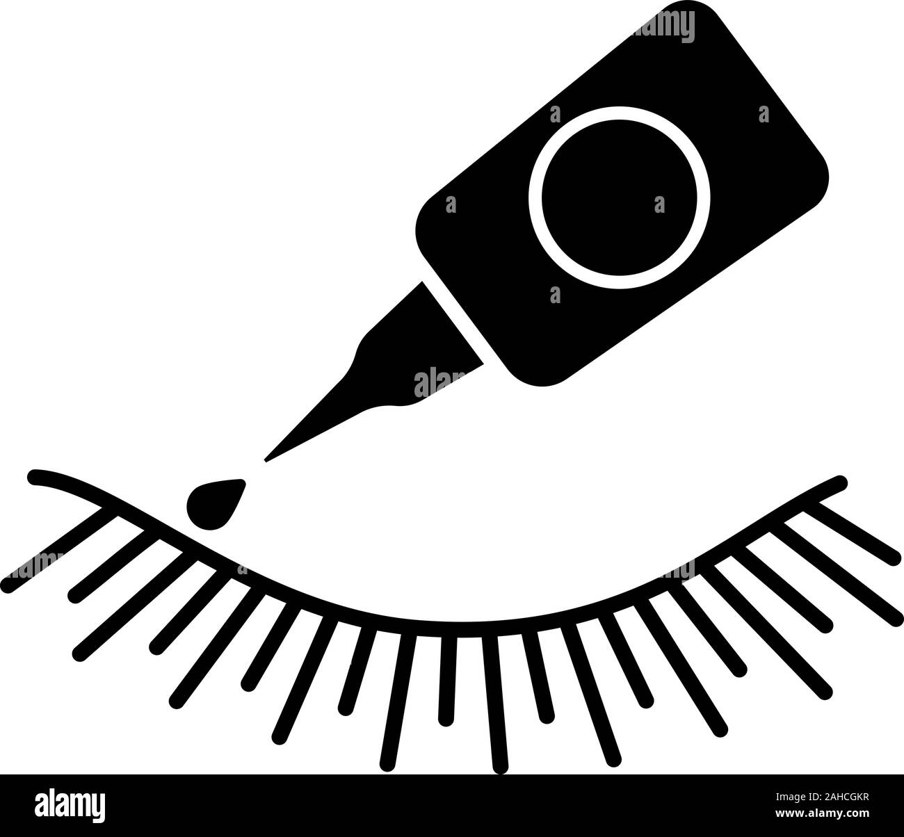 False eyelash glue glyph icon. Silhouette symbol. Lash adhesive