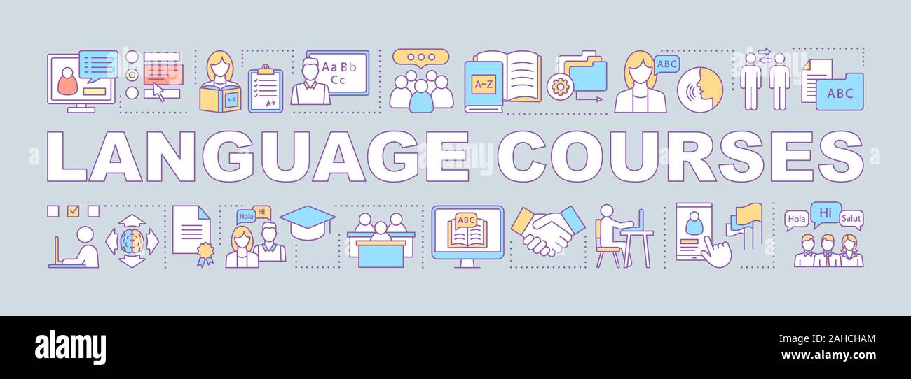 Language learning for business word concepts banner. Foreign language ...