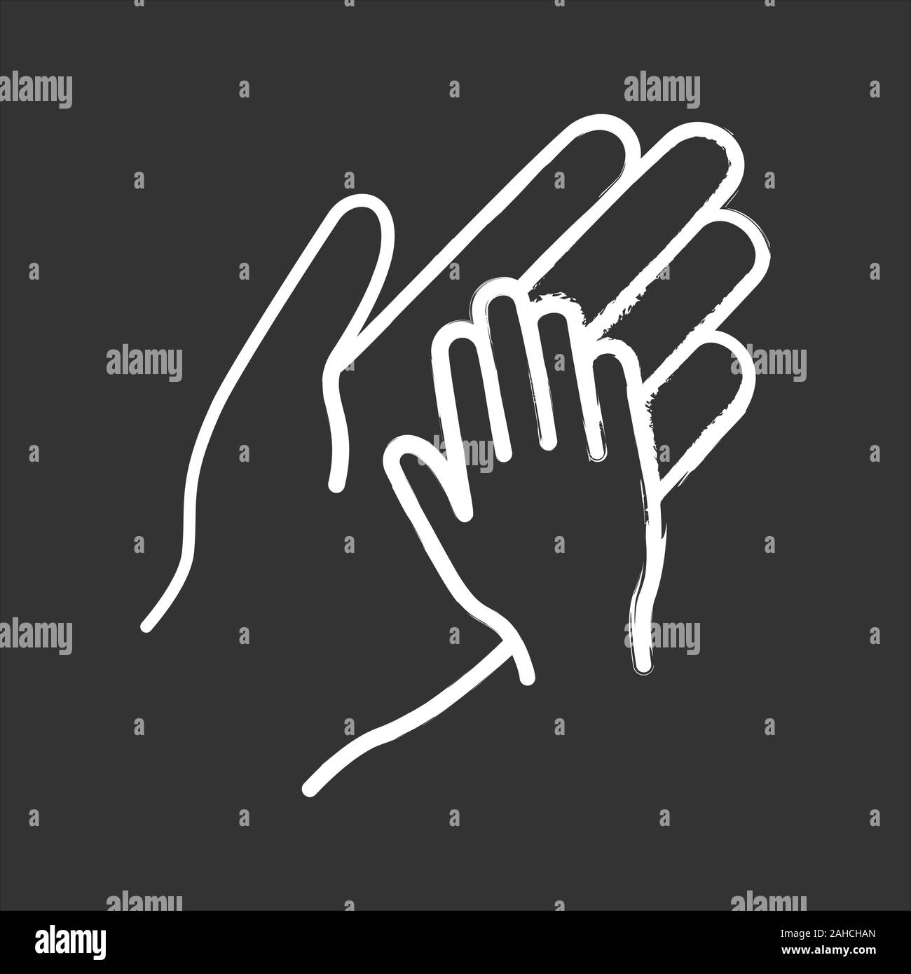 Orphan chalk icon. Adoption. Parent and child hands together. Child ...