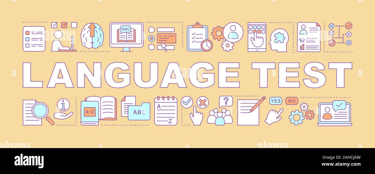 Foreign language exam word concepts banner. Presentation. Language ...
