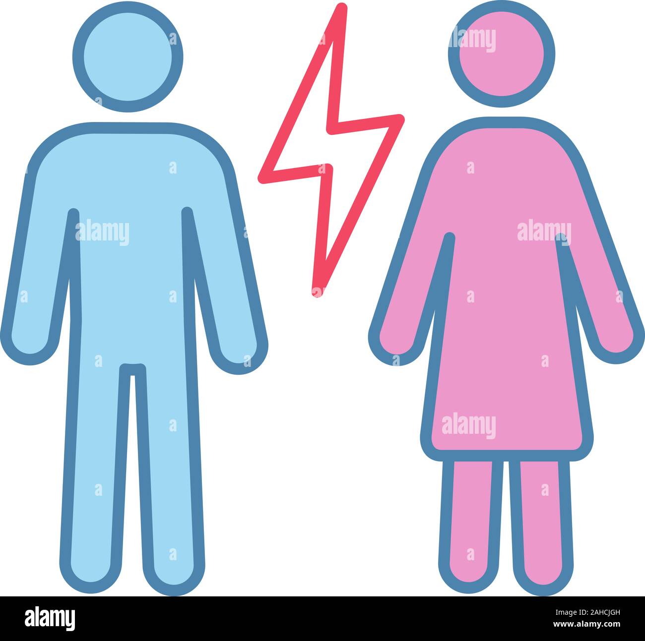 Couple quarrel color icon. Husband and wife arguing. Parental conflict ...
