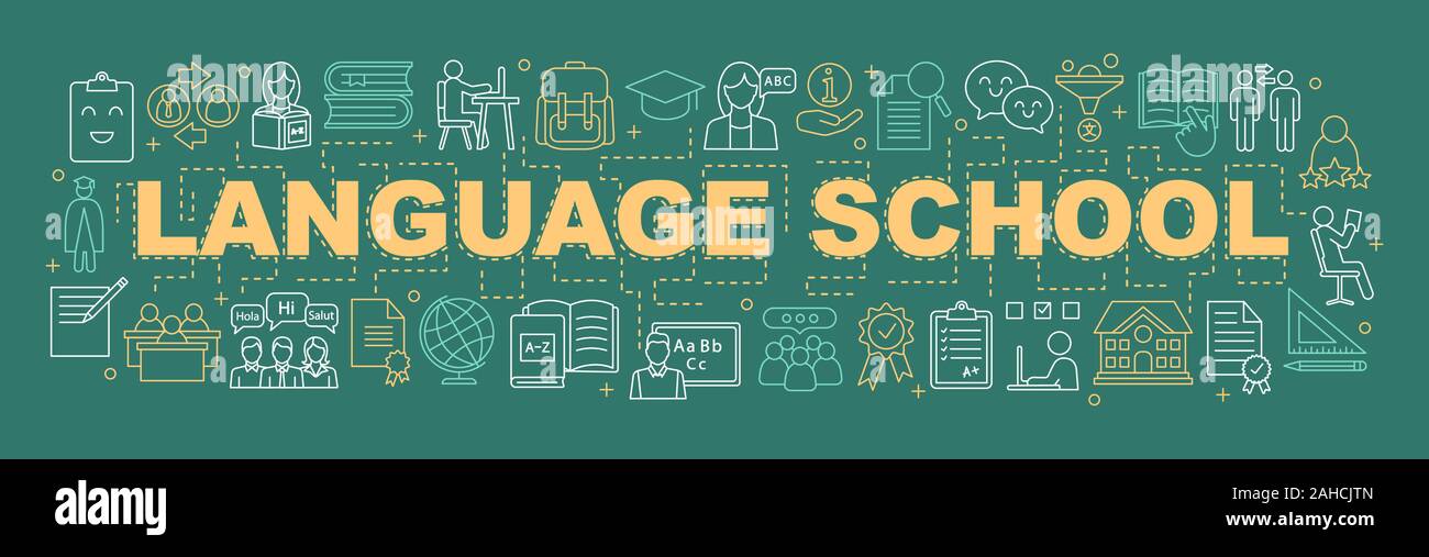 Language school word concepts banner. Educational program. Presentation ...