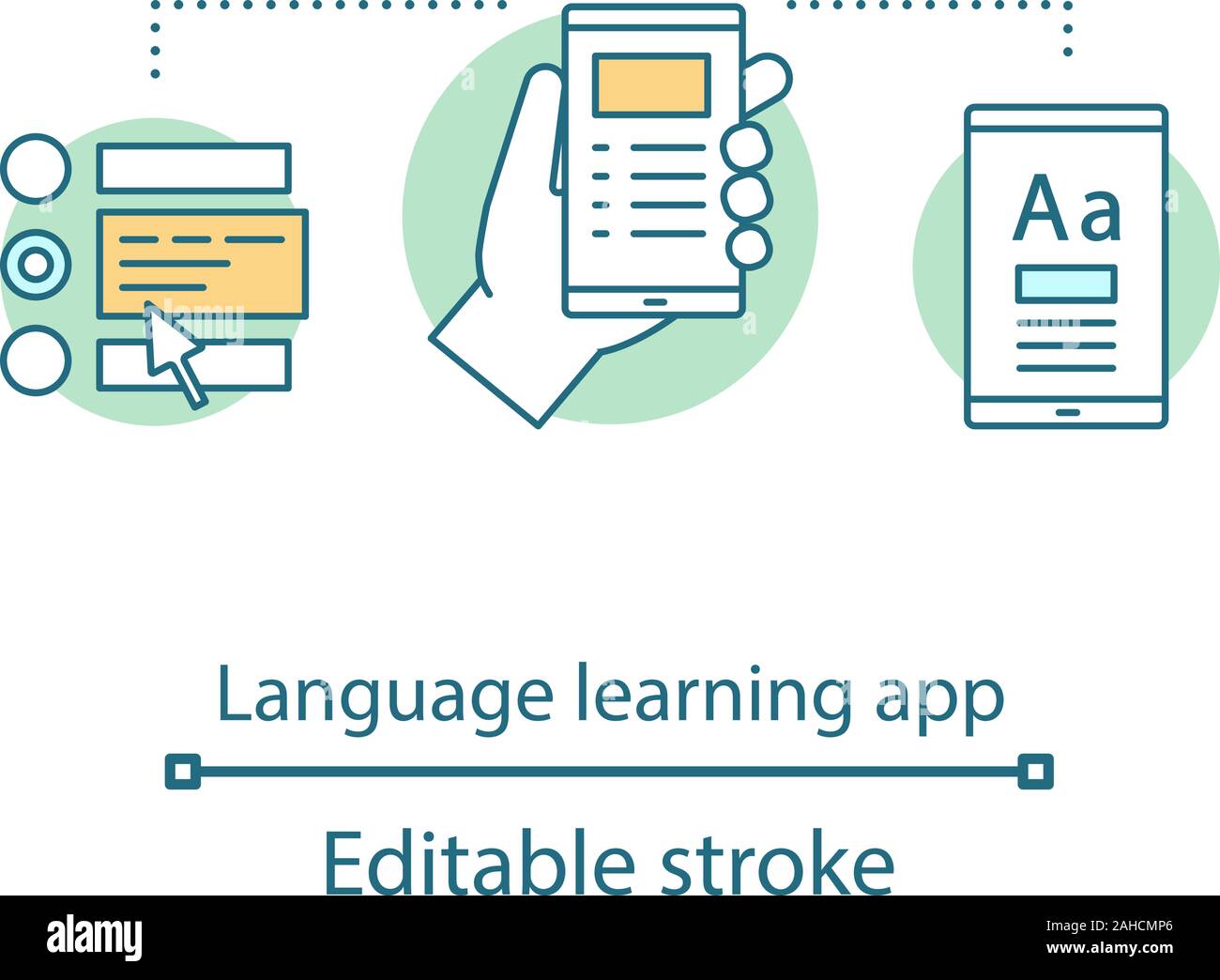 Foreign language learning app concept icon. Online language lessons