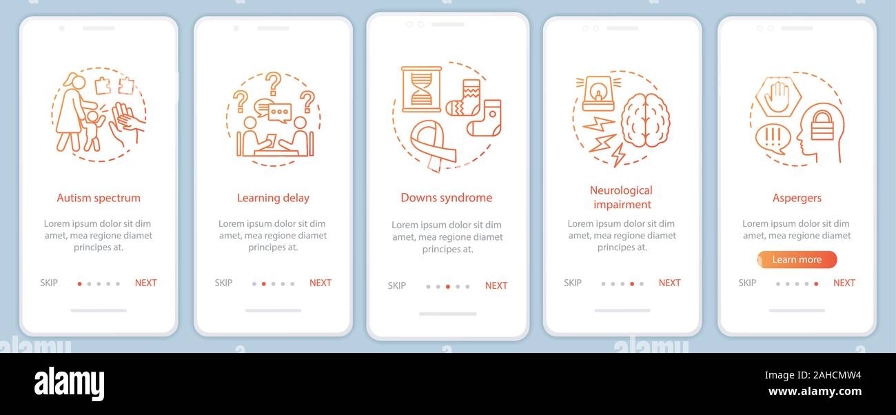 Pediatric home assistance onboarding mobile app page screen vector ...
