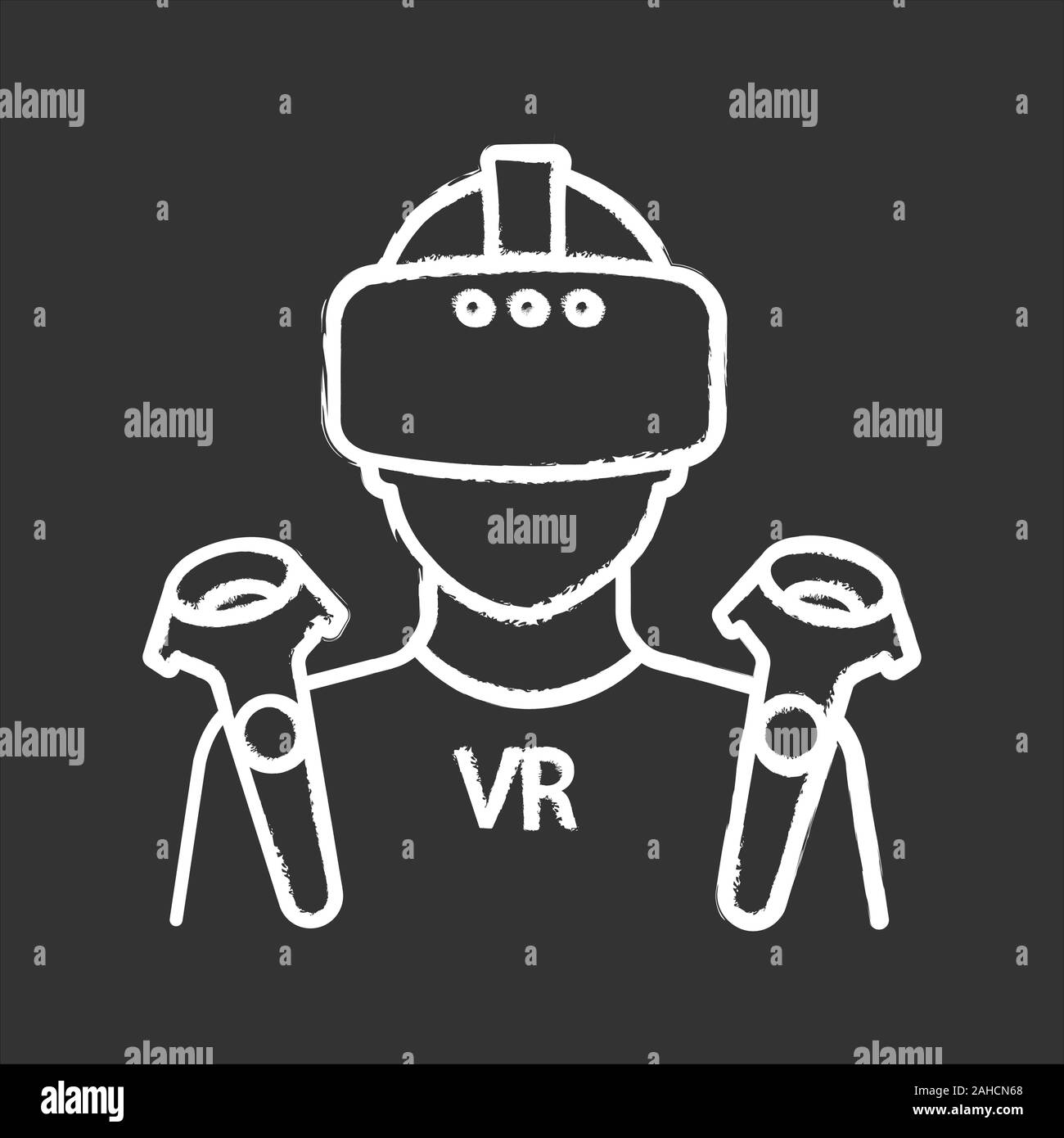 VR player chalk icon. Virtual reality player. Man with VR mask, glasses ...