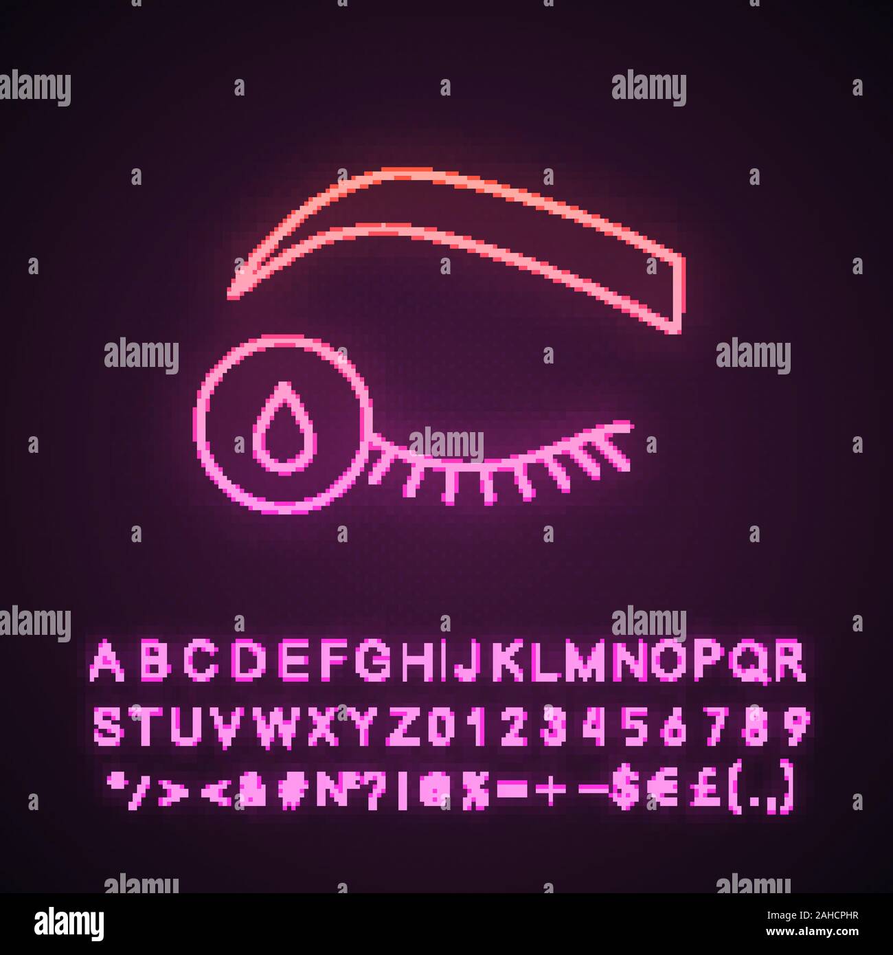 Primer for eyelash extension neon light icon. Degreaser. Oil free eye