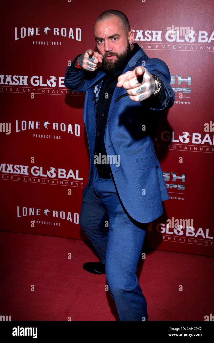 HOLLYWOOD, CA - DECEMBER  19:  Taylor Ramsdell arrives for the SMASH GLOBAL IX Fight Night  on December 19, 2019 2019 in Hollywood California. (Photo Stock Photo