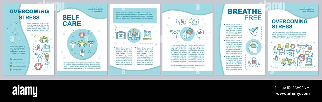 Overcoming stress brochure template layout. Mental health. Flyer