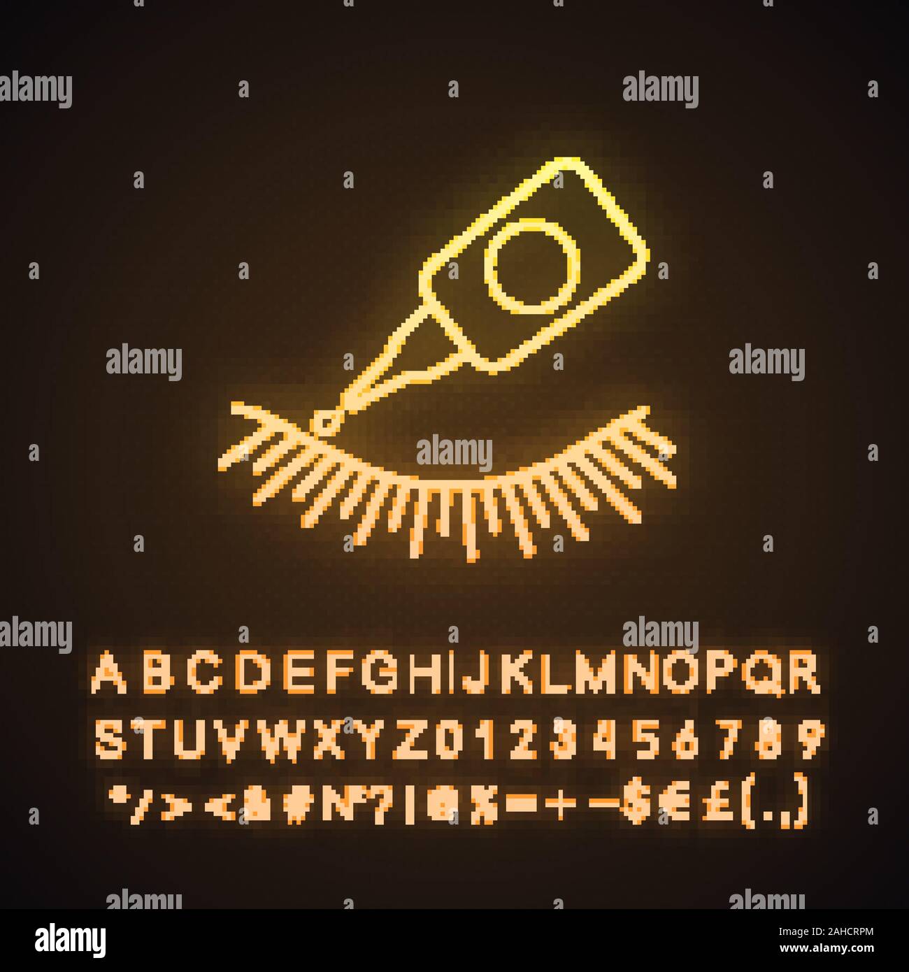 False eyelash glue neon light icon. Lash adhesive. Temporary and