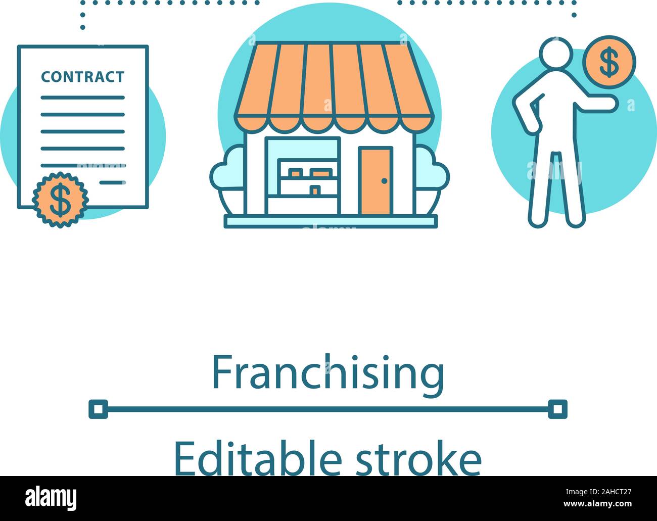 Franchising concept icon. Business development. Merchandising and ...